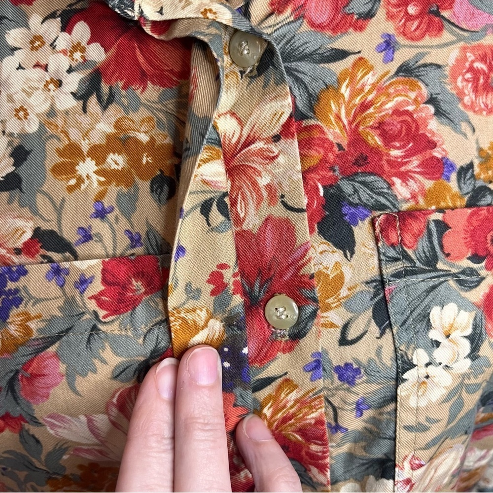 Orvis Floral Shirt S Made in USA Cotton Bold Garden Print Long Sleeve Button Up - Picture 5 of 10